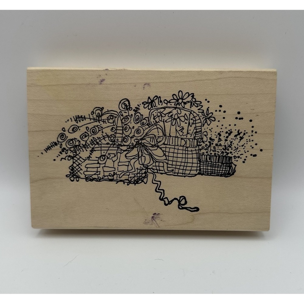 Imaginations Baskets Of Flowers Wood Mount Rubber Stamp Vintage Country Cottage‎